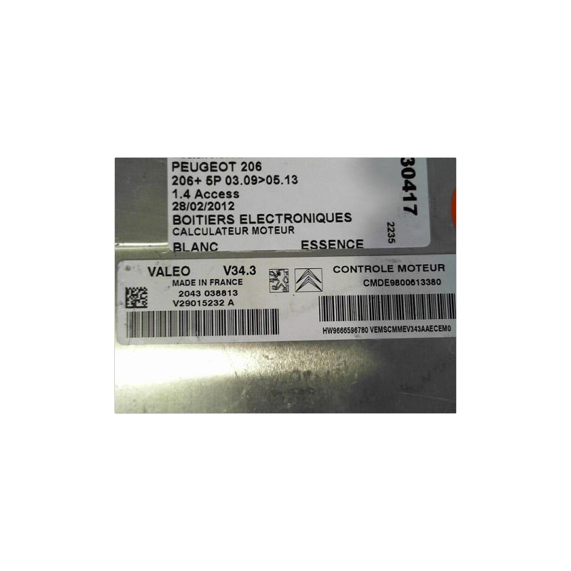 CALCULATEUR MOTEUR PEUGEOT 206+ 09-13