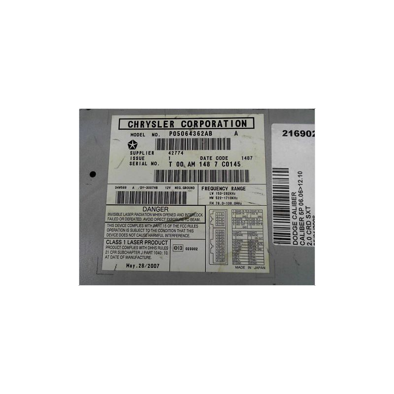 AUTORADIO DODGE CALIBER 06-10