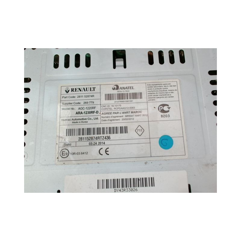 AUTORADIO RENAULT CLIO IV Phase 1 2012-...