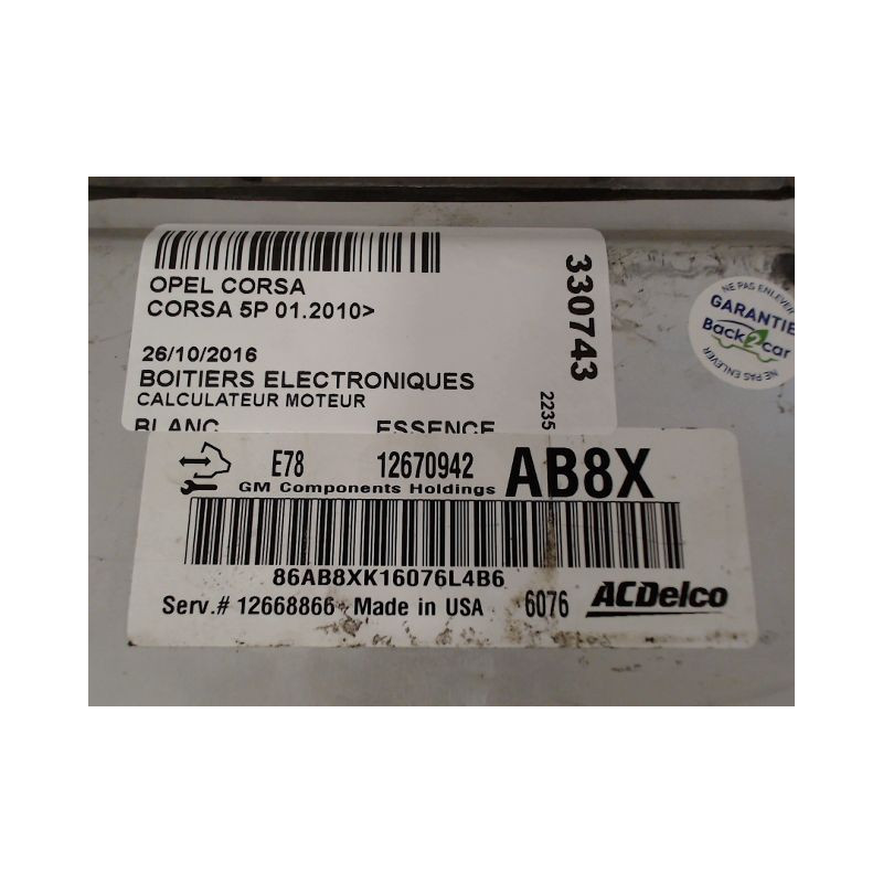 CALCULATEUR MOTEUR OPEL CORSA 2010-
