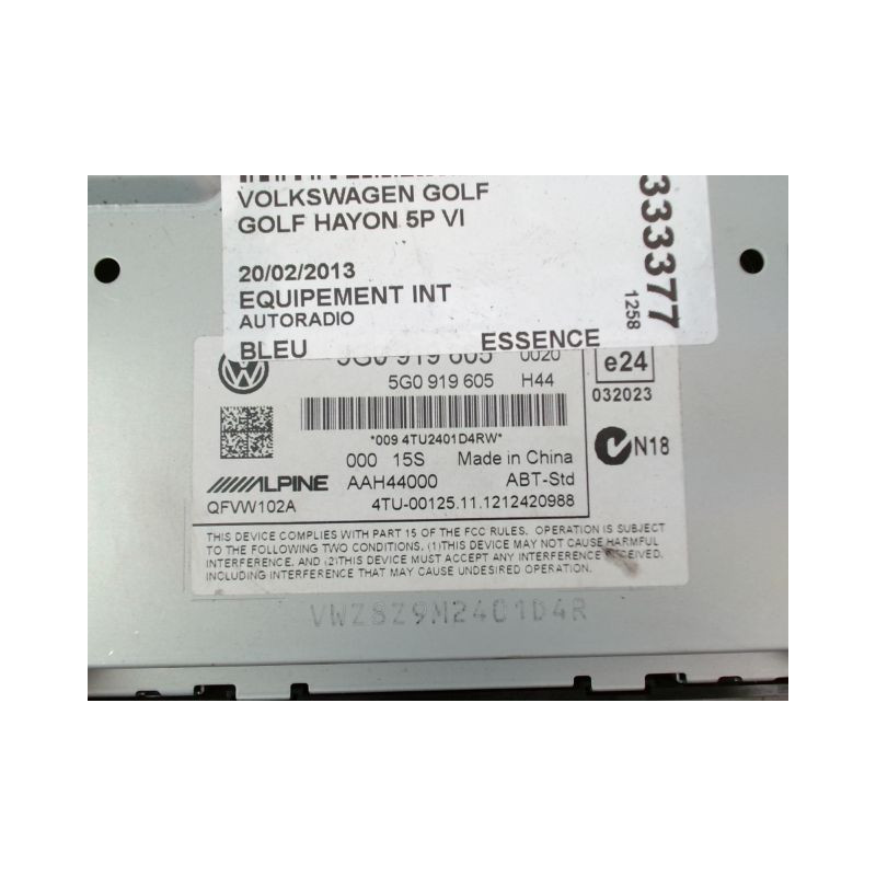 AUTORADIO VOLKSWAGEN GOLF VI 2008-2013
