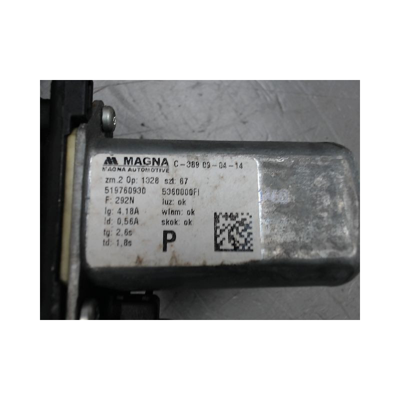 MECANISME+MOTEUR LEVE-GLACE AVANT DROIT FIAT 500 2007-