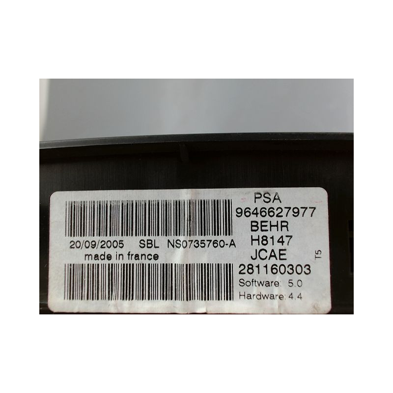 COMMANDE DE CHAUFFAGE PEUGEOT 307 PHASE 2 GASOIL