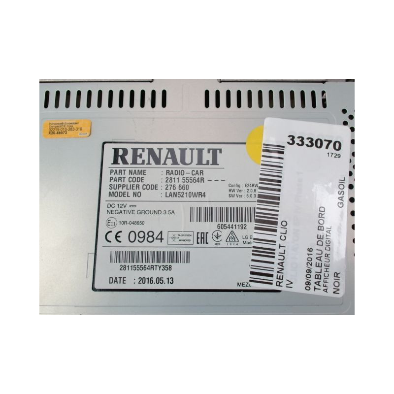 AFFICHEUR DIGITAL RENAULT CLIO IV Phase 1 2012-...