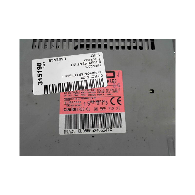 AUTORADIO CITROEN C3 I Phase 1 2002-2005