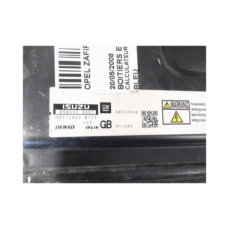 CALCULATEUR MOTEUR OPEL ZAFIRA