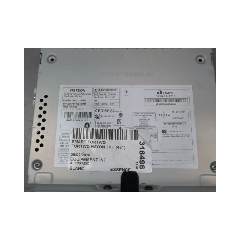 AUTORADIO SMART FORTWO II (451) 2007-2015