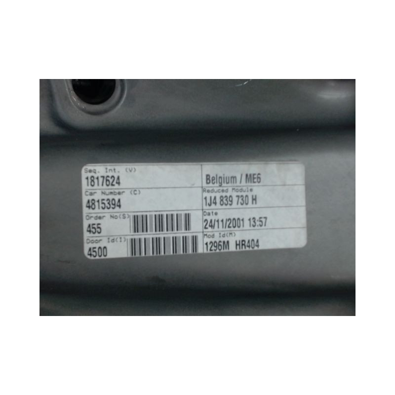 MECANISME+MOTEUR LEVE-GLACE ARRIERE DROIT VOLKSWAGEN GOLF IV 98-2004