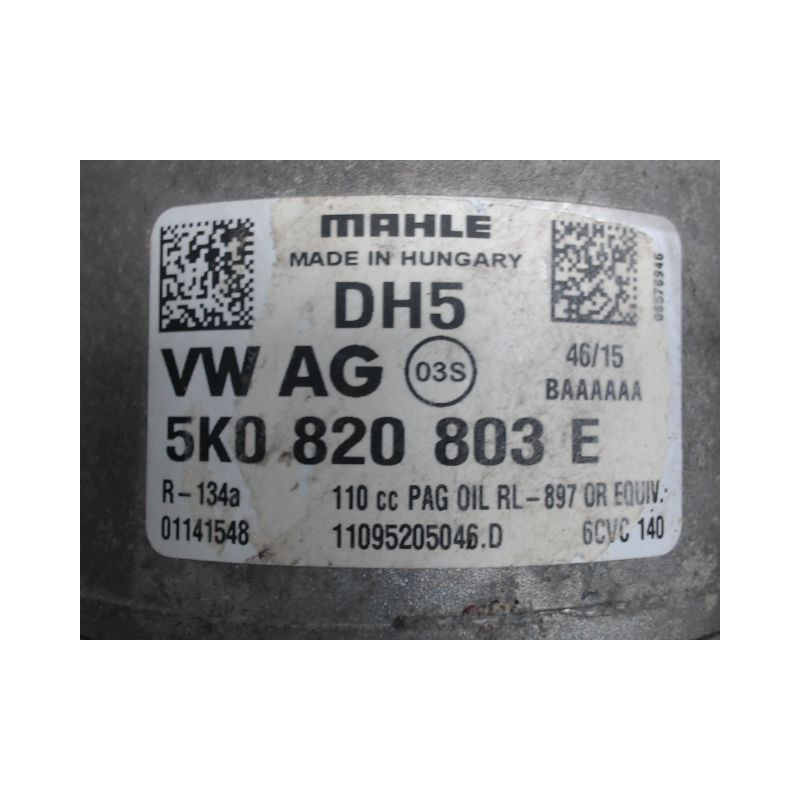 COMPRESSEUR AIR CONDITIONNE VOLKSWAGEN GOLF VI 2008-