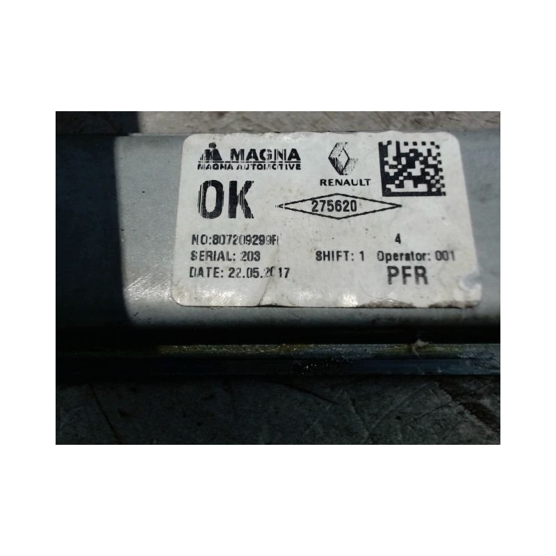 MECANISME LEVE-GLACE AVANT DROIT DACIA SANDERO 2008-