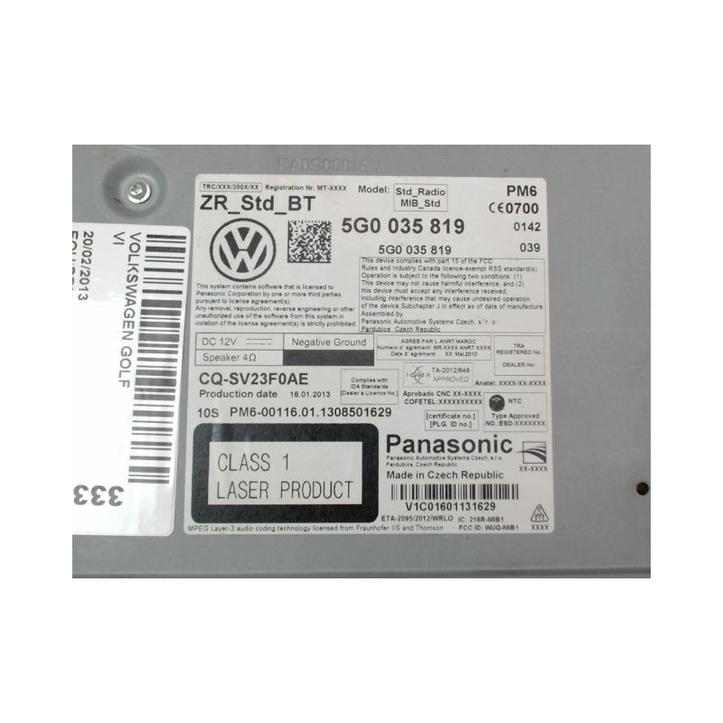 CHARGEUR CD VOLKSWAGEN GOLF VI 2008-2013