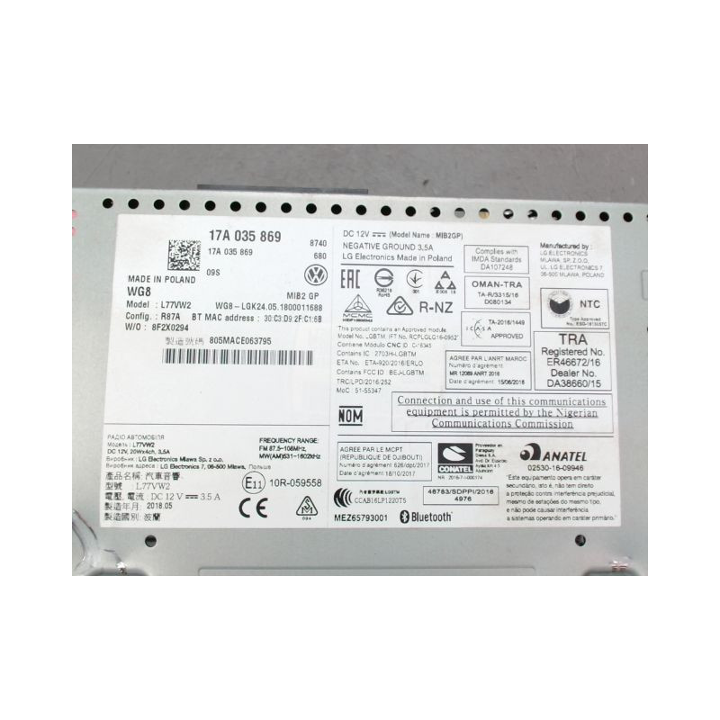 AUTORADIO VOLKSWAGEN POLO 2009-