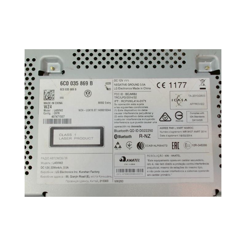 AUTORADIO VOLKSWAGEN POLO V Phase 1 (6R) 2009-...