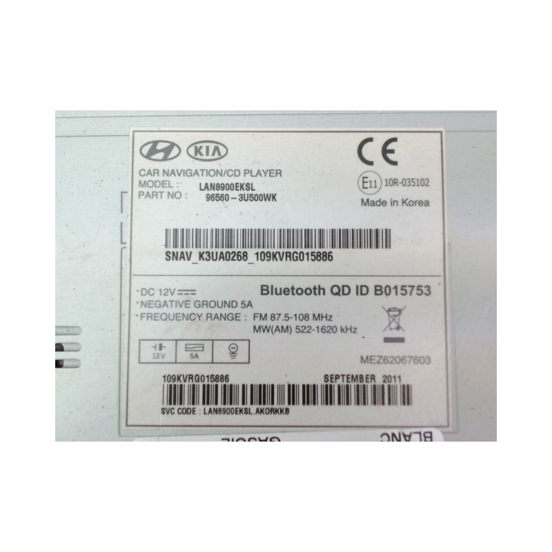 AUTORADIO KIA SPORTAGE BREAK III PHASE 1 2010-2014