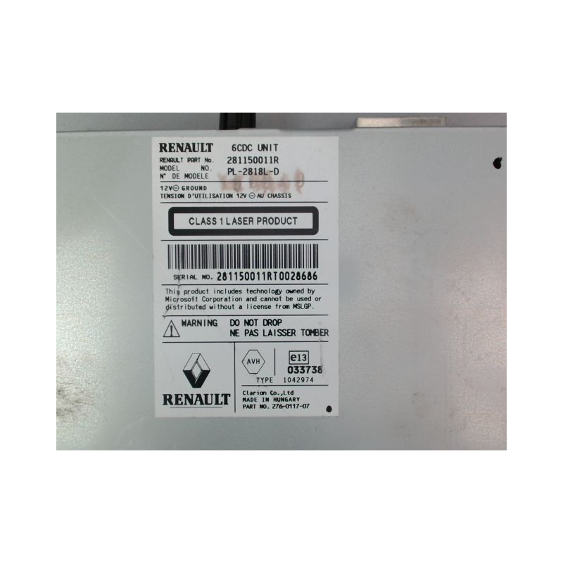 AUTORADIO RENAULT LAGUNA III Phase 1 2007-2010
