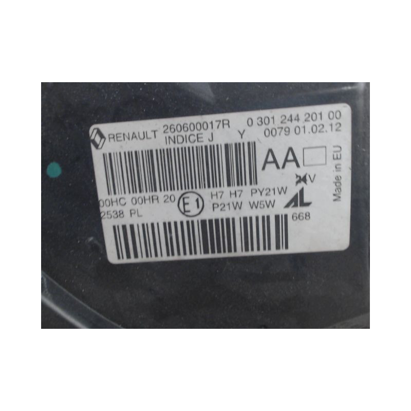 PHARE GAUCHE RENAULT MEGANE