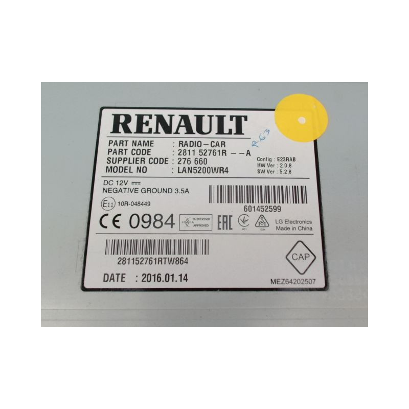 AUTORADIO DACIA SANDERO II Phase 1 2012-...