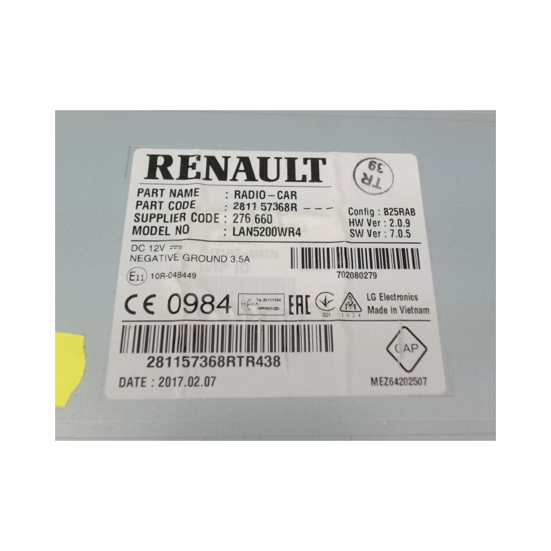 AUTORADIO DACIA SANDERO II Phase 1 2012-...