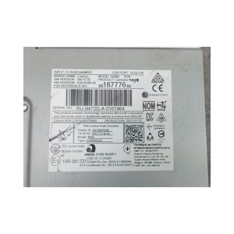 AUTORADIO PEUGEOT EXPERT TOLE