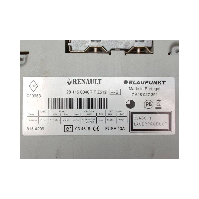AUTORADIO RENAULT CLIO ESTATE III Phase 2 2009-2012