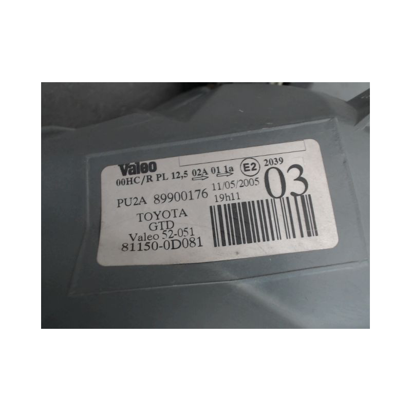PHARE GAUCHE TOYOTA YARIS