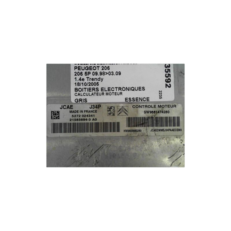 CALCULATEUR MOTEUR PEUGEOT 206 98-09