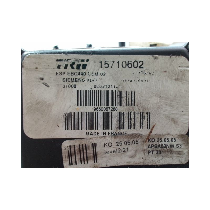 UNITE HYDRAULIQUE ABS PEUGEOT 407 BERL. Phase 2 2008-2011