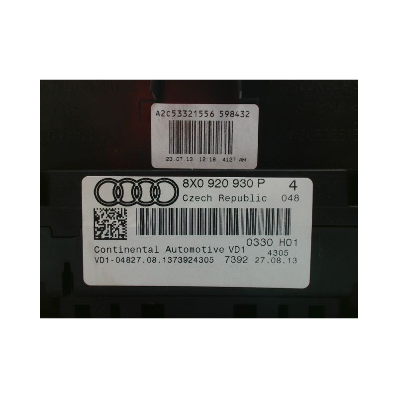 BLOC COMPTEURS AUDI A1 Phase 1 (8X) 2010-2015
