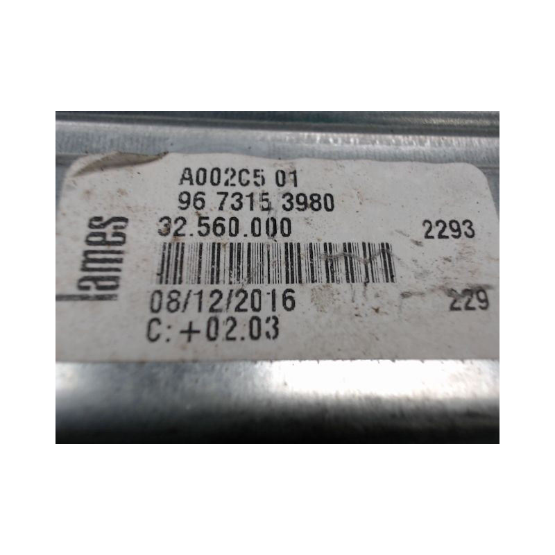 MECANISME LEVE-GLACE ARRIERE GAUCHE PEUGEOT 208