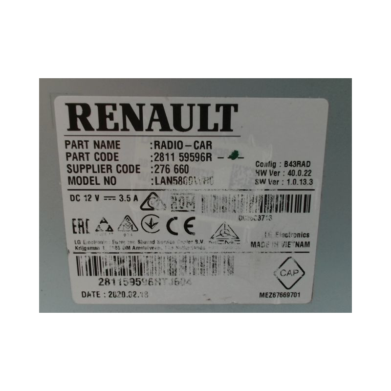 AUTORADIO DACIA SANDERO II Phase 1 2012-...