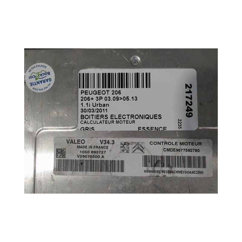 CALCULATEUR MOTEUR PEUGEOT 206+ 09-13