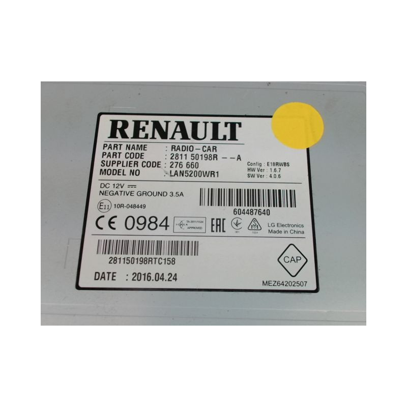 AUTORADIO RENAULT CAPTUR Phase 1 2013-...