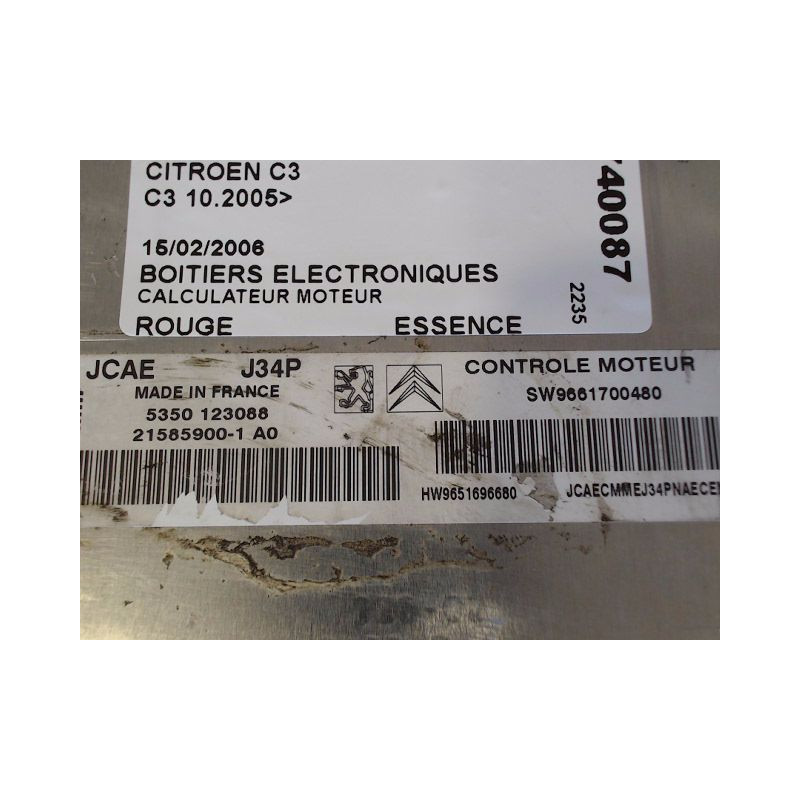 CALCULATEUR MOTEUR CITROEN C3 2005-