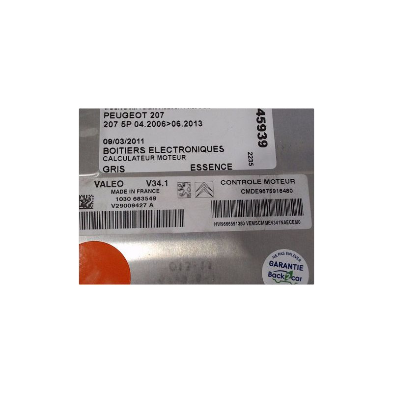 CALCULATEUR MOTEUR PEUGEOT 207 2006-2013