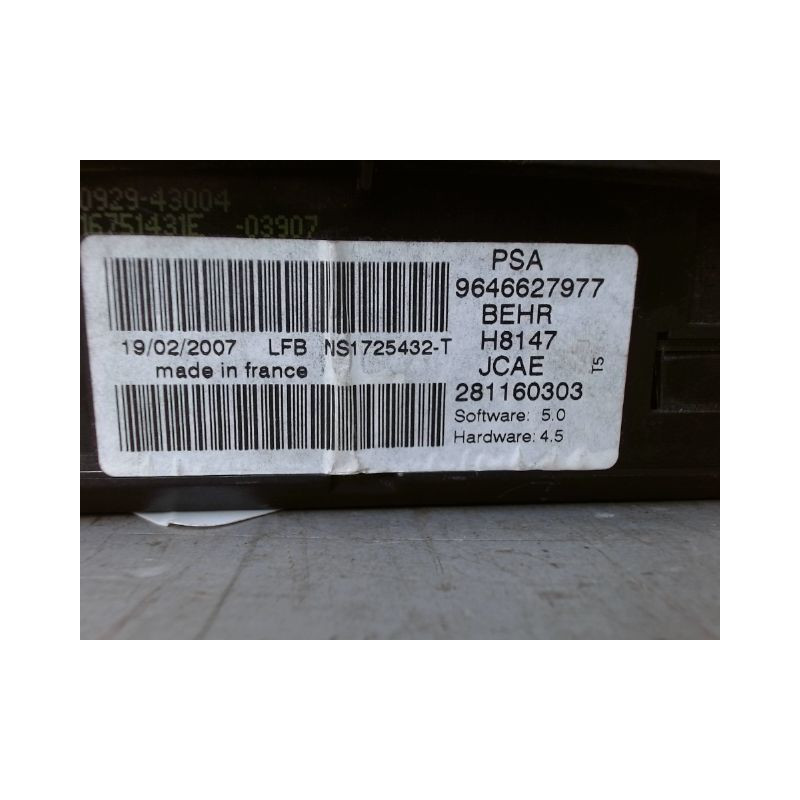 COMMANDE DE CHAUFFAGE PEUGEOT 307