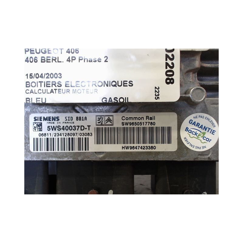 CALCULATEUR MOTEUR PEUGEOT 406 BERL. Phase 2 1999-2004