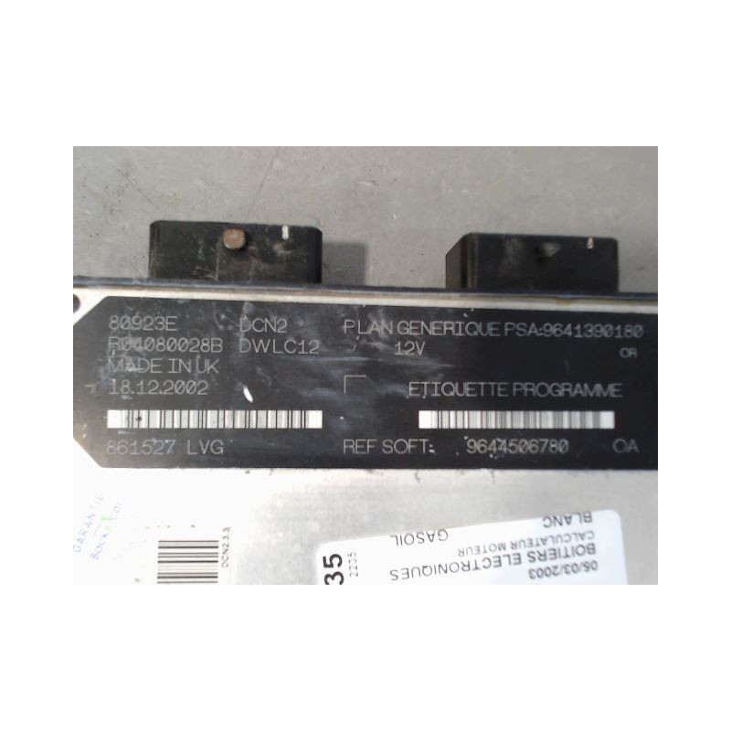 CALCULATEUR MOTEUR CITROEN JUMPY