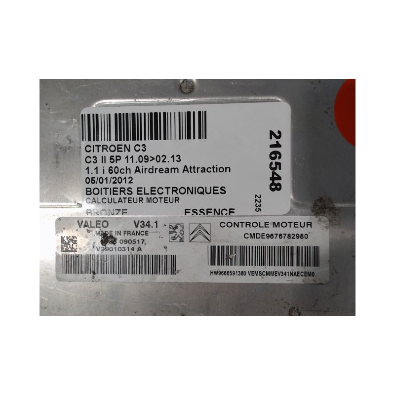 CALCULATEUR MOTEUR CITROEN C3 II 09-13