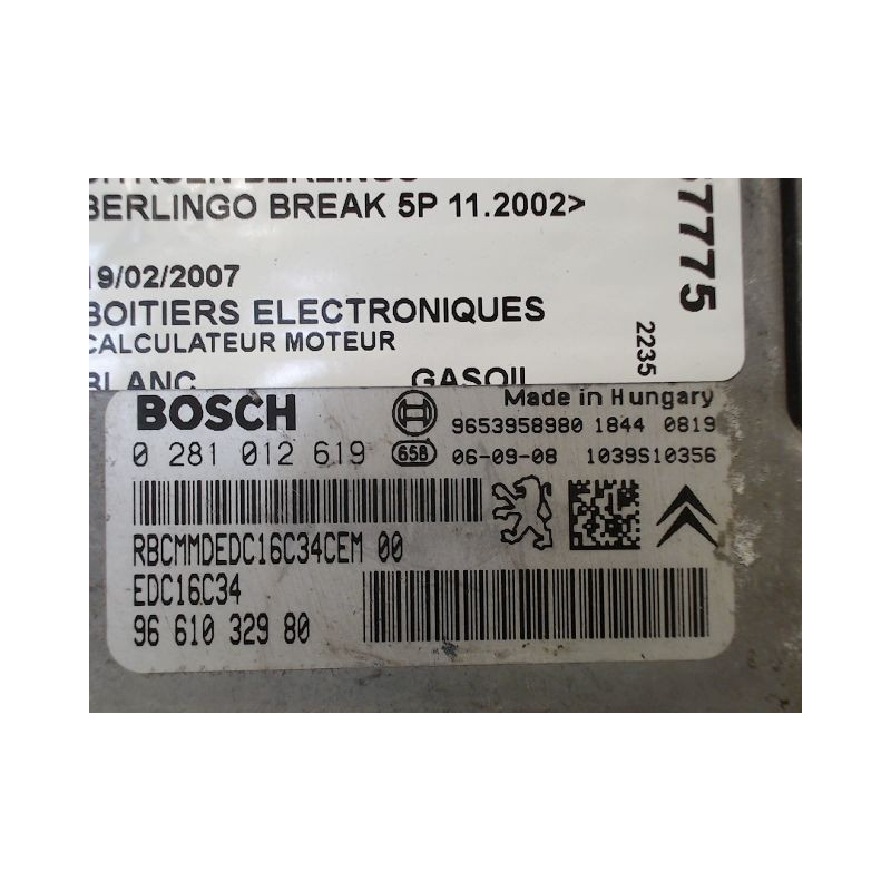 CALCULATEUR MOTEUR CITROEN BERLINGO BREAK 2002-