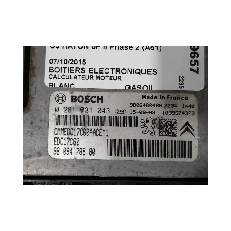 CALCULATEUR MOTEUR CITROEN C3 II Phase 2 (A51) 2013-2016
