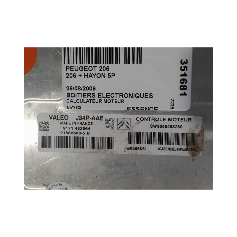 CALCULATEUR MOTEUR PEUGEOT 206 + 2009-2013