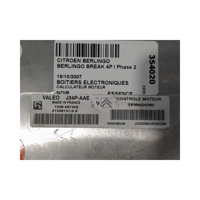 CALCULATEUR MOTEUR CITROEN BERLINGO BREAK I Phase 2 (M59) 2002-2010