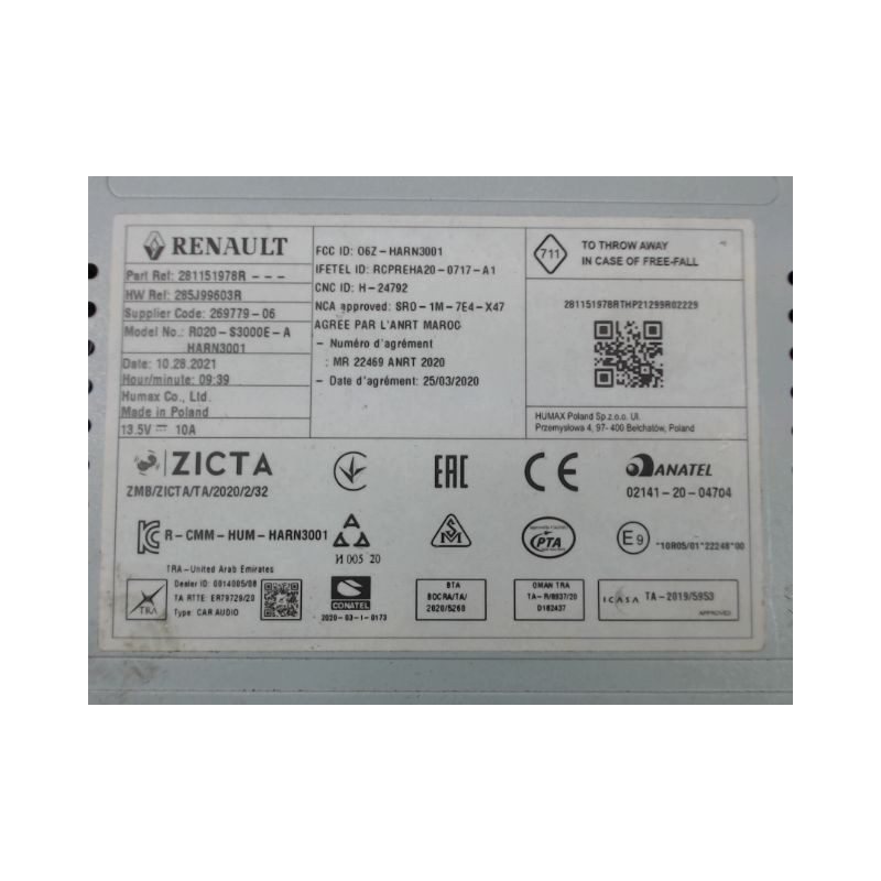 AUTORADIO DACIA SANDERO II Phase 1 2012-...