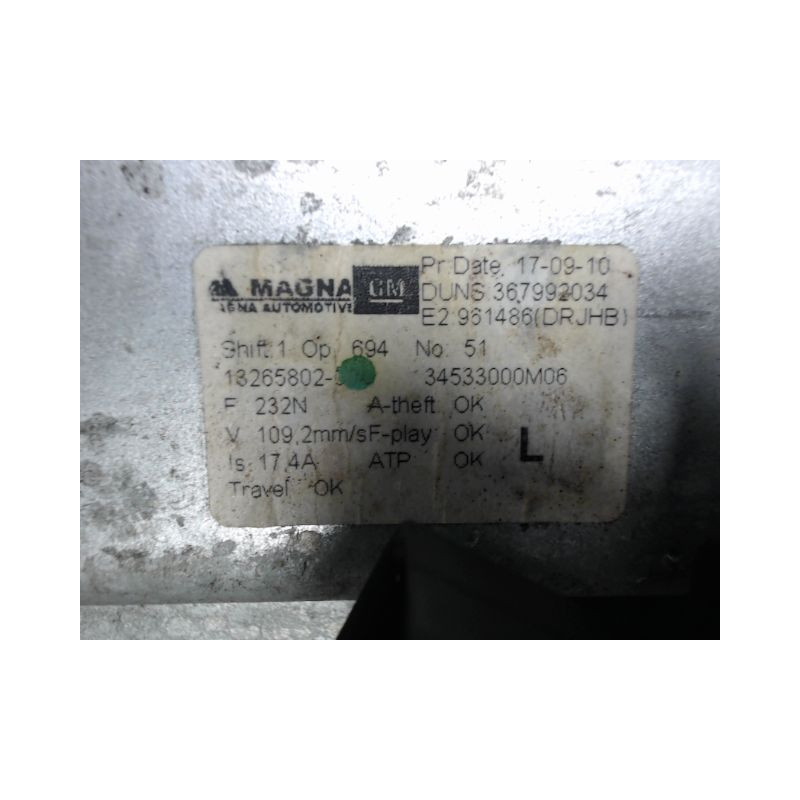 MECANISME+MOTEUR LEVE-GLACE ARRIERE GAUCHE OPEL MERIVA
