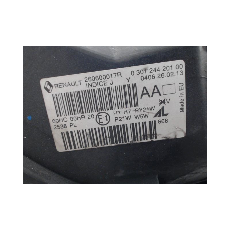 PHARE GAUCHE RENAULT MEGANE