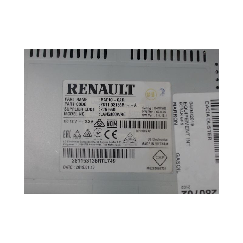 ECRAN GPS DACIA DUSTER