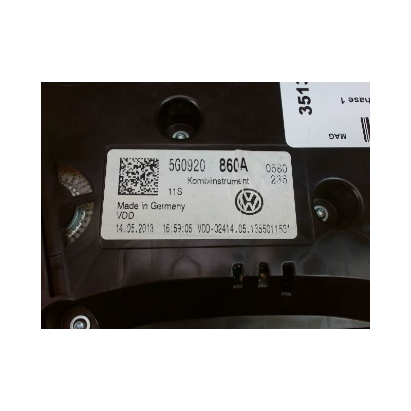BLOC COMPTEURS VOLKSWAGEN GOLF VII Phase 1 (5G) 2012-...