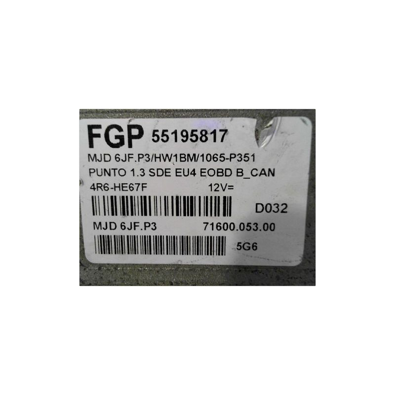 CALCULATEUR MOTEUR FIAT PUNTO II.PH2 03-09