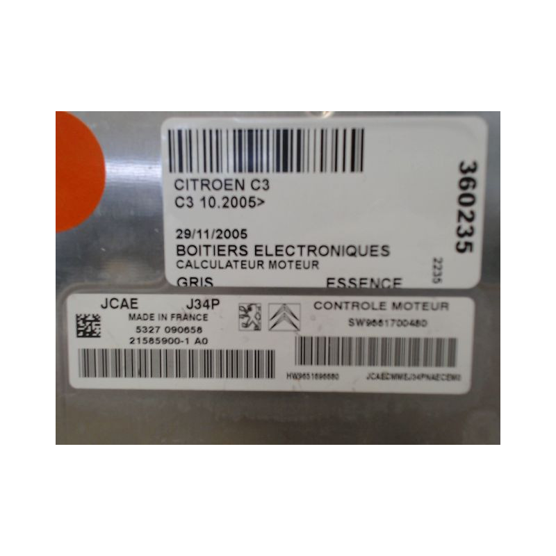 CALCULATEUR MOTEUR CITROEN C3 2005-
