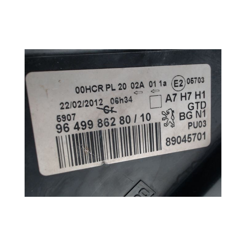 PHARE GAUCHE PEUGEOT 207
